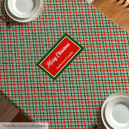 Red Green Tartan Tablecloth Chic Custom Name Style テーブルクロス