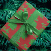 Red Green Tropical Palm Tree Aloha Tree Skirt ブラッシュドポリエステルツリースカート