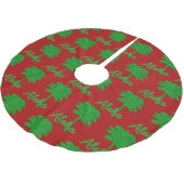 Red Green Tropical Palm Tree Aloha Tree Skirt ブラッシュドポリエステルツリースカート (アングル)