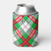 Red Green Vintage Christmas Plaid Pattern 缶クーラー (缶正面)