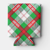 Red Green Vintage Christmas Plaid Pattern 缶クーラー (正面)