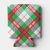 Red Green Vintage Christmas Plaid Pattern 缶クーラー (裏面)
