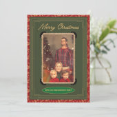 Red Green Vintage Photo Christmas Card 招待状 (スタンド正面)