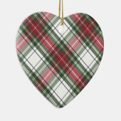 Red & Green Watercolor Christmas Plaid Ornament セラミックオーナメント (右)