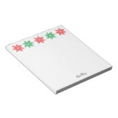 Red & Green Watercolor Snowflakes ノートパッド (アングル)