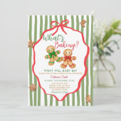 Red Green What's Baking Gingerbread Gender Reveal 招待状 (スタンド正面)