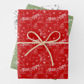 Red green & white Christmas winter cats ラッピングペーパーシート (インサイチュ)