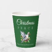 Red Green White Peace Dove Christian Christmas 紙コップ (正面)