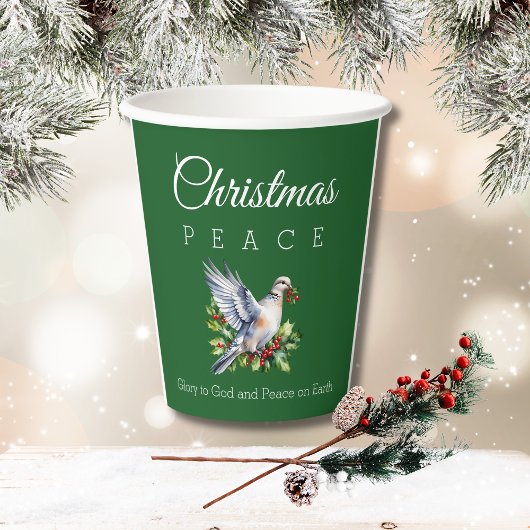 Red Green White Peace Dove Christian Christmas 紙コップ
