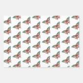 Red Green White Stripes Birthday ラッピングペーパーシート (正面3)