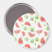 Red Green White Watermelons Birthday マグネット (正面/裏面)