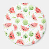 Red Green White Watermelons Birthday マグネット (正面)