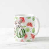 Red Green White Watermelons Dog コーヒーマグカップ (正面右)