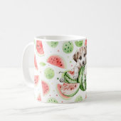 Red Green White Watermelons Dog コーヒーマグカップ (正面左)