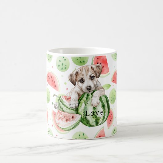 Red Green White Watermelons Dog コーヒーマグカップ (中央)