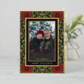 Red Green William Morris Happy Holidays Photo 箔シーズンカード (立ち正面)