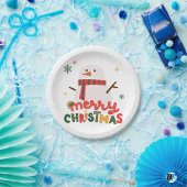 Red, Green & Yellow Elegant Merry Christmas ペーパープレート