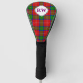 Red Green Yellow Purple Tartan Plaid Monogram ゴルフヘッドカバー (正面)