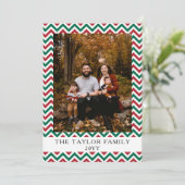 Red Green Zig Zag Family Holiday Photo シーズンカード (スタンド正面)