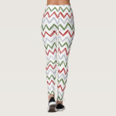 Red Green Zigzag Christmas Leggings for Women レギンス (裏面)