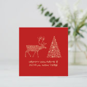 Red greeting card HAPPY HOLIDAYS JOYFUL NEW YEAR シーズンカード (スタンド正面)