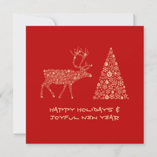 Red greeting card HAPPY HOLIDAYS JOYFUL NEW YEAR シーズンカード (正面)