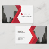 Red Grey Business Modern Card 名刺 (正面/裏面)