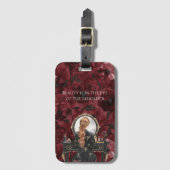 Red Hair Boudoir Burgundy Floral ラゲッジタグ (正面縦)