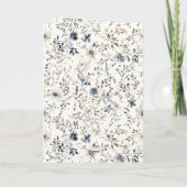 Red Hair Girl Blue Floral Christmas カード (裏面)