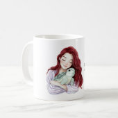 Red Hair Girl Love Sea Turtle コーヒーマグカップ (正面左)