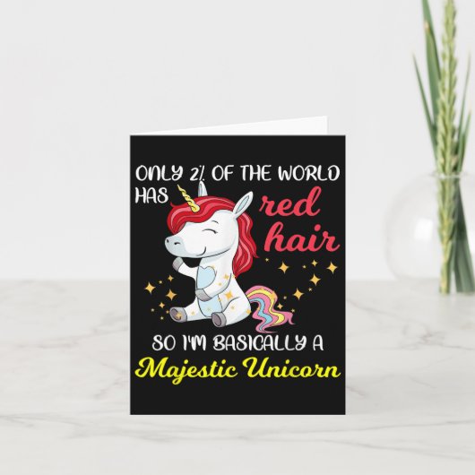 Red Hair Majestic Unicorn Funny Ginger Head Pride  カード (正面)