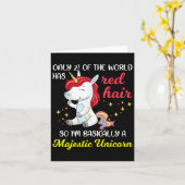 Red Hair Majestic Unicorn Funny Ginger Head Pride  カード (黄色い花)