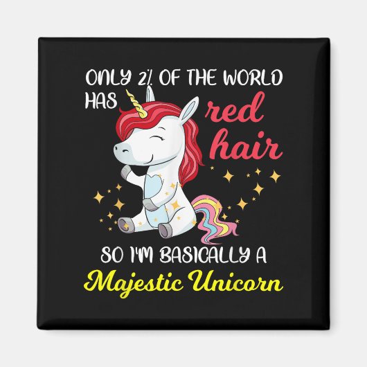 Red Hair Majestic Unicorn Funny Ginger Head Pride  マグネット (正面)