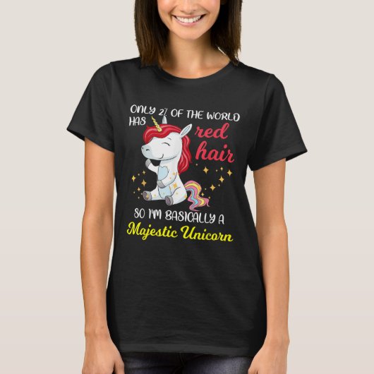 Red Hair Majestic Unicorn Funny Ginger Head Pride  Tシャツ (正面)