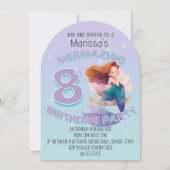 Red Hair Mermaid Age Birthday Party Invitation 招待状 (正面)
