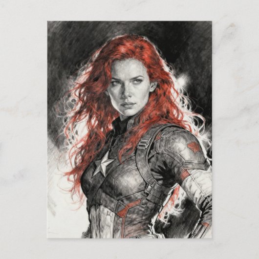 Red haired warrior woman  ポストカード (正面)