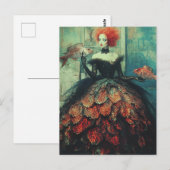 Red haired Woman in Fish Fashions ポストカード (正面/裏面)