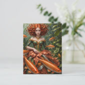 Red haired Woman in Seaweed Fashions ポストカード (スタンド正面)