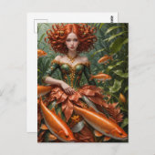 Red haired Woman in Seaweed Fashions ポストカード (正面/裏面)
