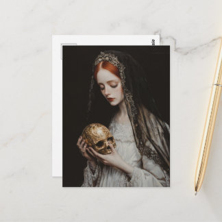 Red haired Woman With a Gold Skull ポストカード