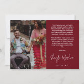 Red Handの書Script Photo's 結婚 Thank You サンキューカード (裏面)