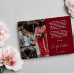 Red Handの書Script Photo's 結婚 Thank You サンキューカード<br><div class="desc">ロマン結婚ティックのサンキューカードは、2枚の結婚あなたの写真で印刷され、一方は小さく、他方は大きい。手書きのモダン台本で書はありがとう、あなたの名前も上に印刷された感謝してい文字です。</div>