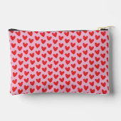 Red Hand-Drawn Doodle Hearts Pattern on Pastel Pin アクセサリーポーチ (裏面)
