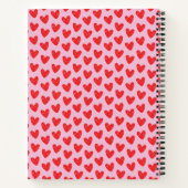 Red Hand-Drawn Doodle Hearts Pattern on Pastel Pin ノートブック (裏面)