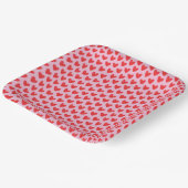 Red Hand-Drawn Doodle Hearts Pattern on Pastel Pin ペーパープレート (傾斜あり)