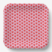 Red Hand-Drawn Doodle Hearts Pattern on Pastel Pin ペーパープレート (正面)