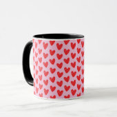 Red Hand-Drawn Doodle Hearts Pattern on Pastel Pin マグカップ (正面左)