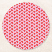 Red Hand-Drawn Doodle Hearts Pattern on Pastel Pin ラウンドペーパーコースター (正面)