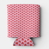 Red Hand-Drawn Doodle Hearts Pattern on Pastel Pin 缶クーラー (裏面)