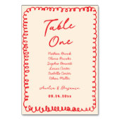 red hand drawn heart whimsical wedding テーブルナンバー (裏面)